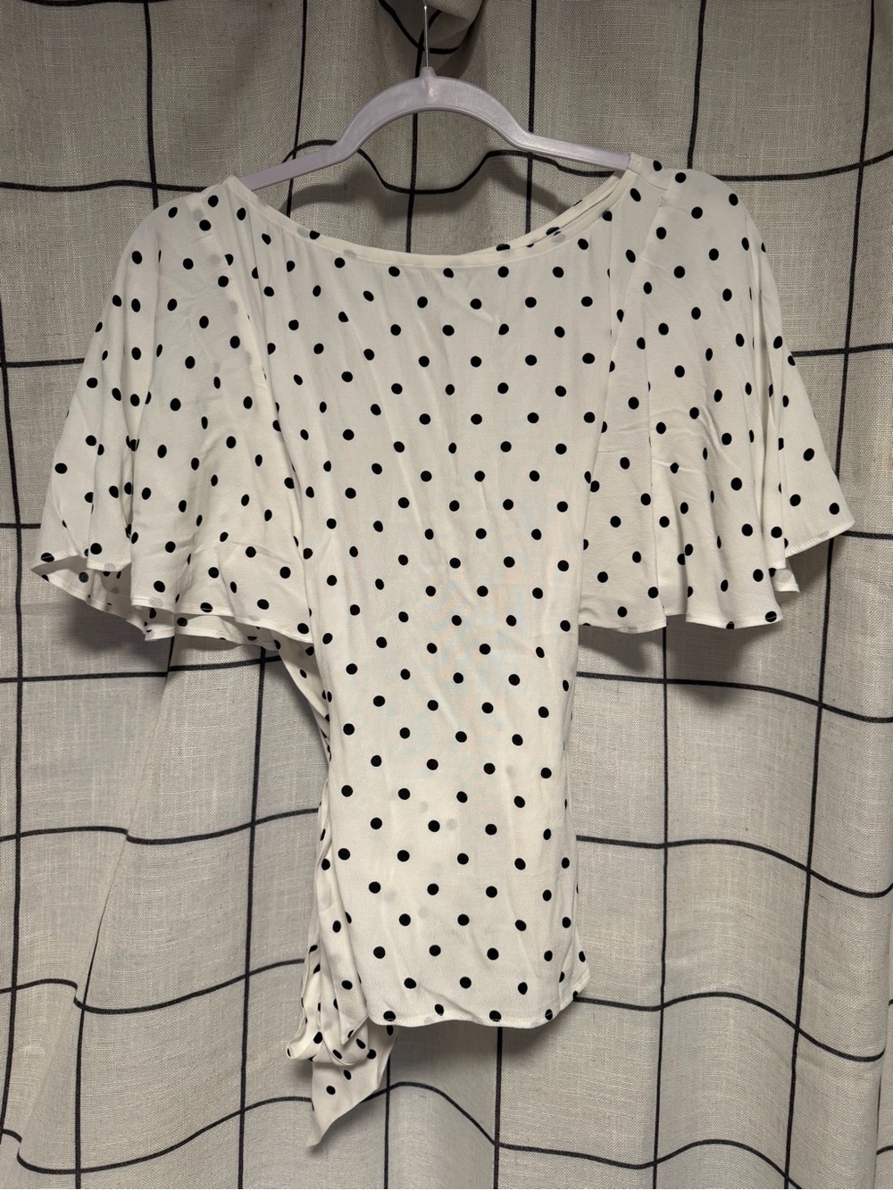 Loft White Polka Dot Flutter Sleeve Women’s Top